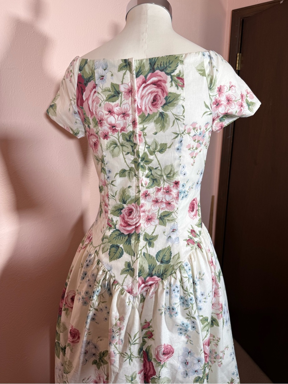 Vintage Loralie original rose floral full skirt Victorian tea dress medium - Picture 6 of 16